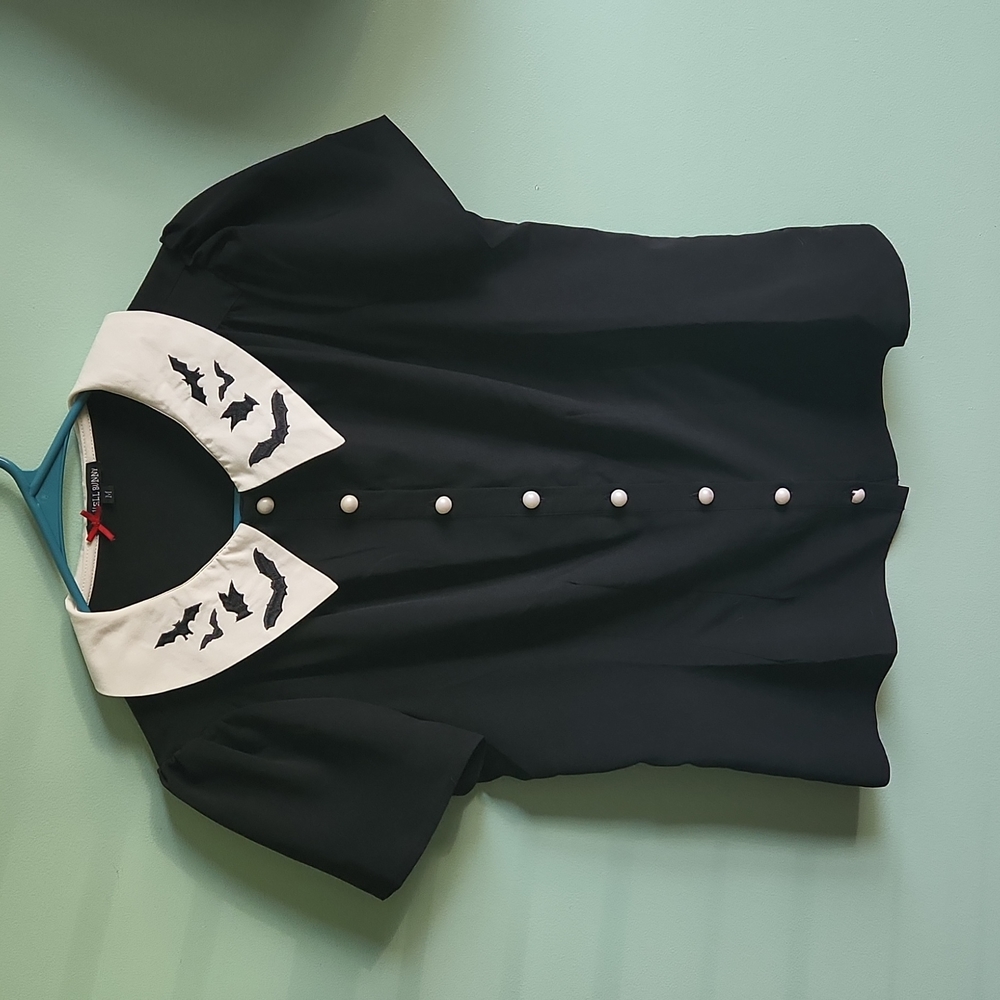 Hell Bunny bat collared button up shirt.